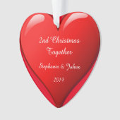 Tweede Kerstmis samen met het juweelhart 2019 Rood Ornament (voorkant)