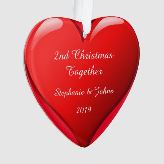 Tweede Kerstmis samen met het juweelhart 2019 Rood Ornament (voorkant)