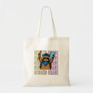 Tweede klas grappige wasbeer terug naar school 2e tote bag