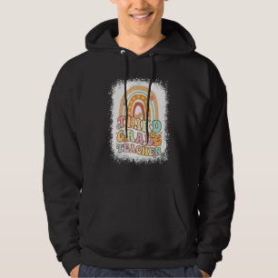 Tweede klas regenboog gebleekte retro terug naar s hoodie
