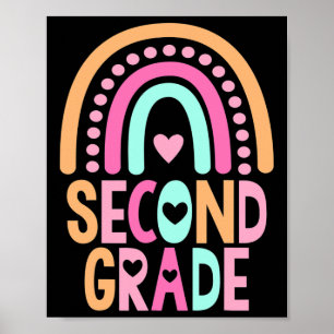 Tweede klas regenboog meisjes jongens leraar schat poster