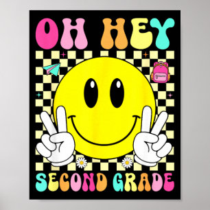 Tweede klas retro glimlach terug naar school eerst poster