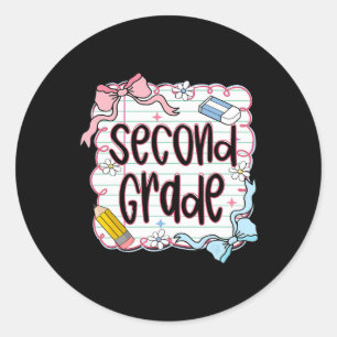Tweede klas terug naar school voor meisjes roze sc ronde sticker