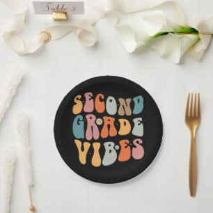 Tweede klas vibes terug naar school groovy school papieren bordje