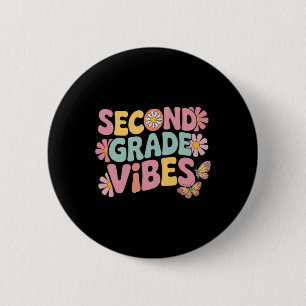 Tweede klas vibes terug naar school leraar kindere ronde button 5,7 cm
