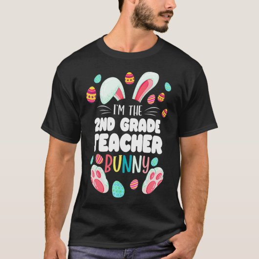 Tweede leerkracht Bunny Hoppy Easter Da T-shirt (Voorkant)