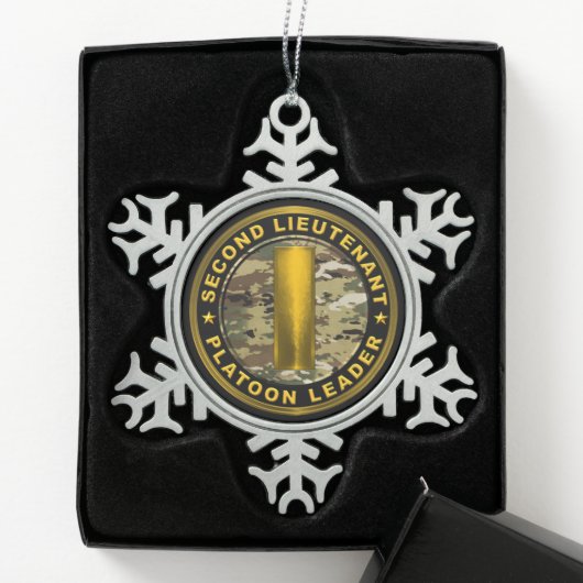 Tweede luitenant 2LT pelotonscommandant Tin Sneeuwvlok Ornament (Kistje)