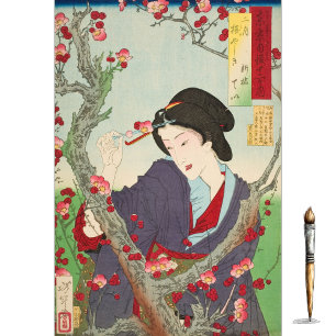 Tweede maand: De thei van Shinbashi door een krott Tissuepapier