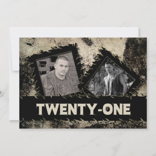 TWEEDE MAANDAG 21STE INVITATIE - GRUNGE - TWEE FOT KAART (Voorkant)