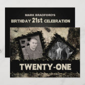 TWEEDE MAANDAG 21STE INVITATIE - GRUNGE - TWEE FOT KAART (Voorkant / Achterkant)