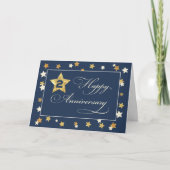 Tweede medewerker Jubileum Navy Gold Effect Sterre Kaart (Voorkant)