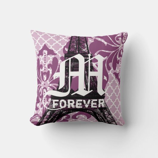 Tweede monogram Jubileum katoenpluim Eiffeltoren Kussen (Voorkant)