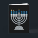 Tweede nacht Hanukkah Glitter Card Bedankkaart<br><div class="desc">Hanukkah 2022 begint in de avond van zondag 18 december en eindigt in de avond van maandag 26 december</div>