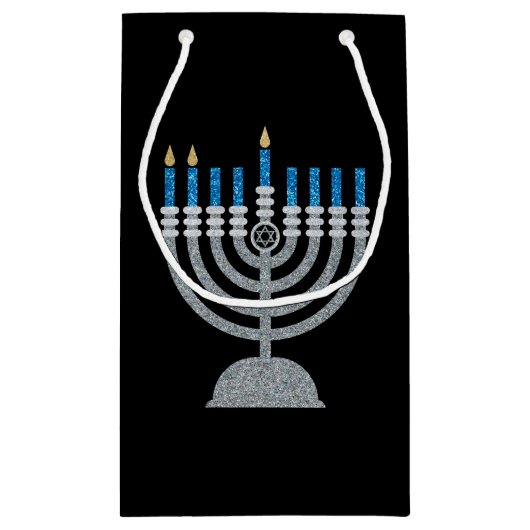 Tweede nacht van Hanukkah Glitter Small Gift Bag Klein Cadeauzakje (Achterkant)