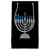 Tweede nacht van Hanukkah Glitter Small Gift Bag Klein Cadeauzakje (Voorkant)