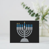 Tweede nacht van het Briefkaart Hanukkah Glitter (Staand voorkant)