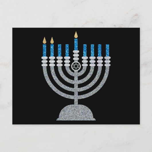 Tweede nacht van het Briefkaart Hanukkah Glitter (Voorkant)
