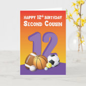 Tweede neef meisje 12e verjaardag zondagse zagerij kaart (Gele Bloem)