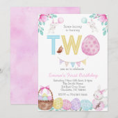 Tweede paasverjaardag, een konijntje is twee! kaart (Voorkant / Achterkant)