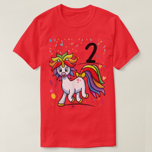 Tweede partij: Dag 2 jaar Unicorn Partij 2e verjaa T-shirt (Design voorkant)
