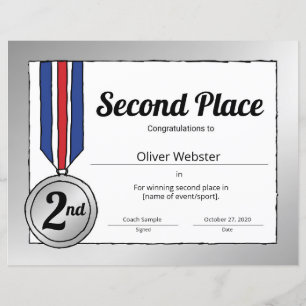 tweede plaats Certificaat-sportcertificaat