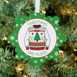 Tweede plaats lelijkste-trui-winnaar Kerstmis Ornament Kaart