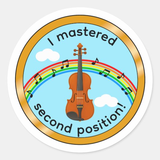 Tweede Positie Viool Kinderen Medaille Sticker (Voorkant)