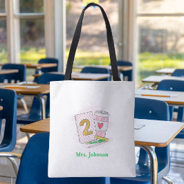 Tweede rang voor leerkracht roze preppy Notitieboe Tote Bag