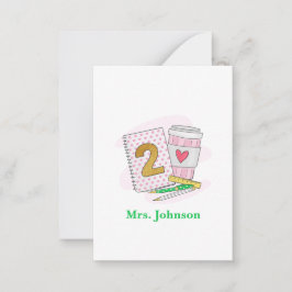 Tweede rang voor leraar roze Notitieboek koffie Notitiekaartje