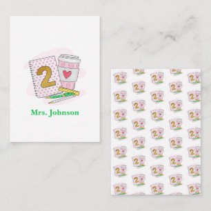 Tweede rang voor leraar roze Notitieboek koffie Notitiekaartje