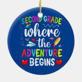 Tweede rang waar het avontuur Kinder begint Keramisch Ornament (Achterkant)
