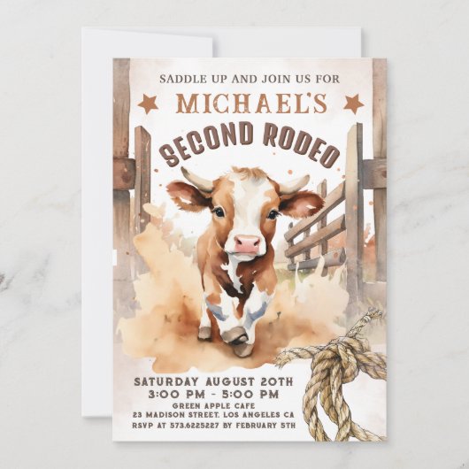 Tweede rodeo | Bull Calf 2e Rodeo verjaardagsfeest Kaart (Voorkant)