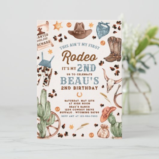 Tweede Rodeo Cowboy Wild West Birthday Party Kaart (Staand voorkant)