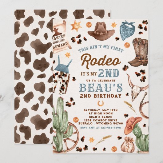 Tweede Rodeo Cowboy Wild West Birthday Party Kaart (Voorkant / Achterkant)