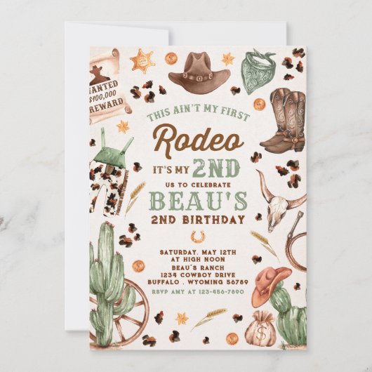 Tweede Rodeo Cowboy Wild West Birthday Party Kaart (Voorkant)