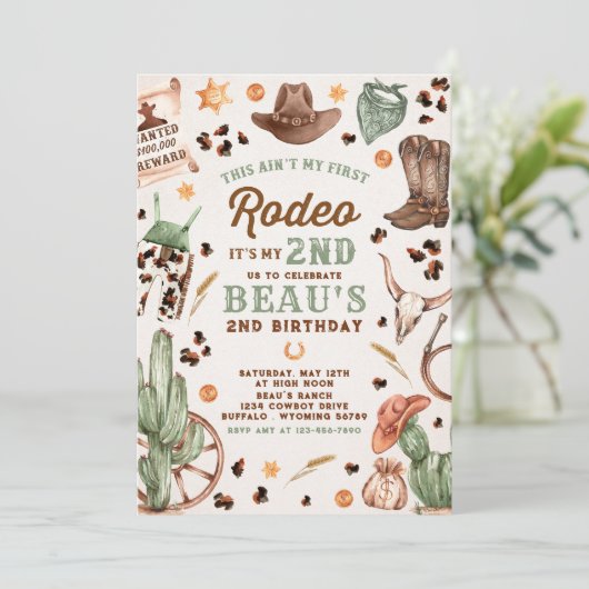 Tweede Rodeo Cowboy Wild West Birthday Party Kaart (Staand voorkant)