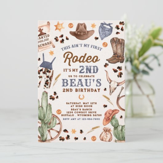 Tweede Rodeo Cowboy Wild West Birthday Party Kaart (Staand voorkant)