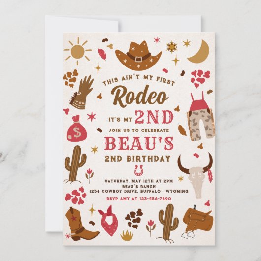 Tweede Rodeo Cowboy Wild West Birthday Party Kaart (Voorkant)