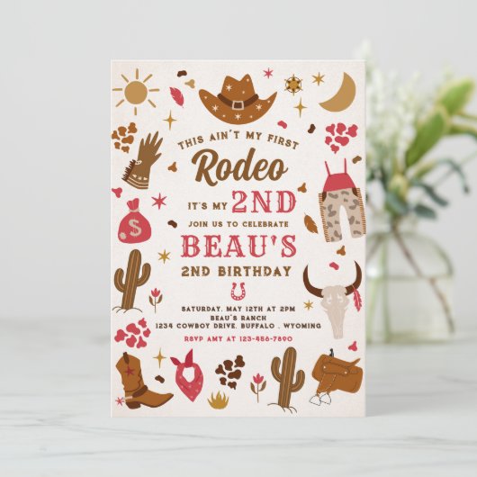 Tweede Rodeo Cowboy Wild West Birthday Party Kaart (Staand voorkant)