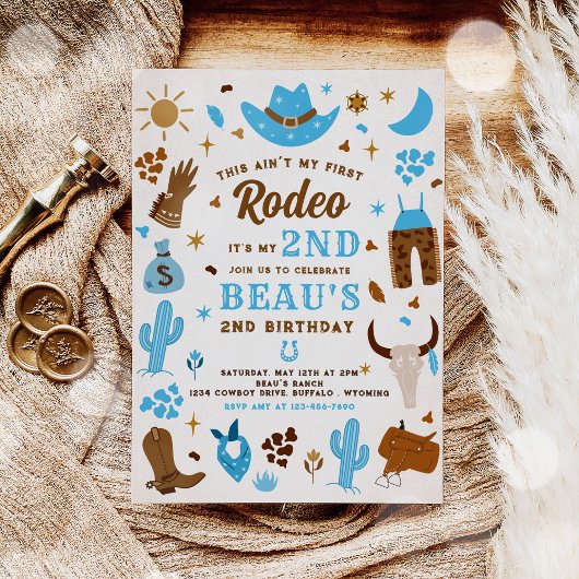 Tweede Rodeo Cowboy Wild West Birthday Party Kaart