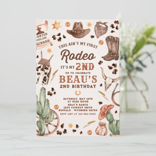 Tweede Rodeo Cowboy Wild West Birthday Party Kaart (Staand voorkant)