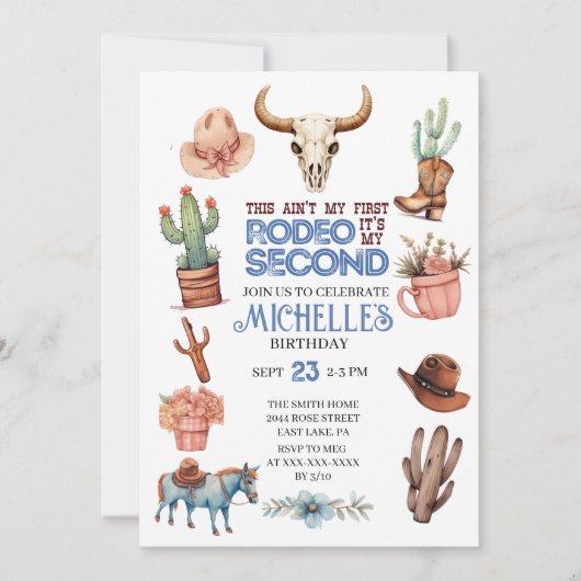 Tweede Rodeo Cowgirl Jongen 2e Westerne Verjaardag Kaart (Voorkant)