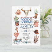 Tweede Rodeo Cowgirl Jongen 2e Westerne Verjaardag Kaart (Staand voorkant)