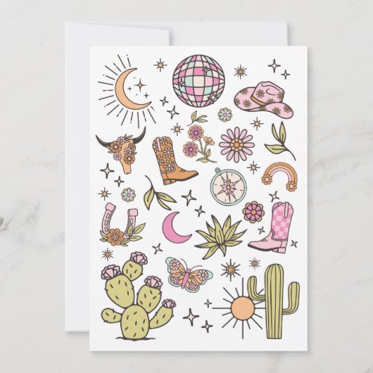 Tweede Rodeo Disco Cowgirl Retro 2e verjaardag Kaart (Achterkant)