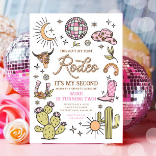 Tweede Rodeo Disco Cowgirl Retro 2e verjaardag Kaart