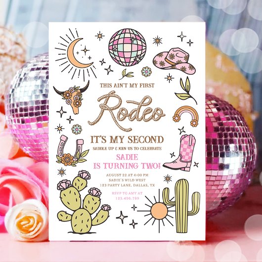Tweede Rodeo Disco Cowgirl Retro 2e verjaardag Kaart