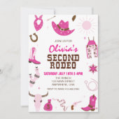 Tweede Rodeo Hot Roze Western 2e Verjaardag Kaart (Voorkant)