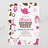 Tweede Rodeo Hot Roze Western 2e Verjaardag Kaart (Voorkant / Achterkant)