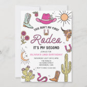 Tweede Rodeo Roze Western 2e Verjaardag Kaart (Voorkant)