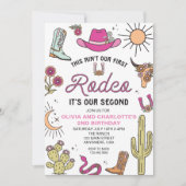 Tweede Rodeo Roze Western 2e Verjaardag Kaart (Voorkant)
